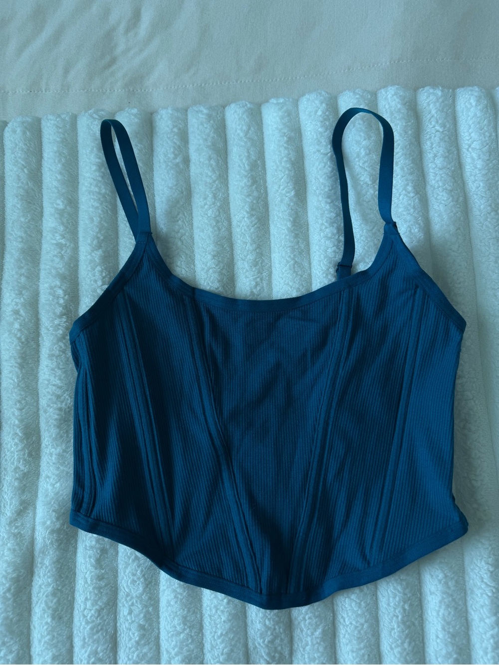 Colsie Teal Ribbed crop tank